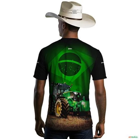 Camiseta Agro BRK Trator Verde Brasil com UV50  - Tamanho: XXG