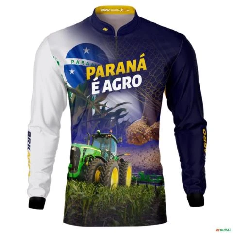 Camisa Agro BRK Paraná é Agro Milho e Soja com UV50 + -  Gênero: Masculino Tamanho: GG