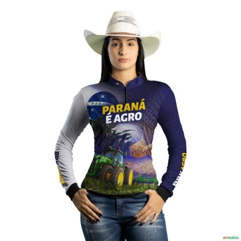 Camisa Agro BRK Paraná é Agro Milho e Soja com UV50 + -  Gênero: Feminino Tamanho: Baby Look M