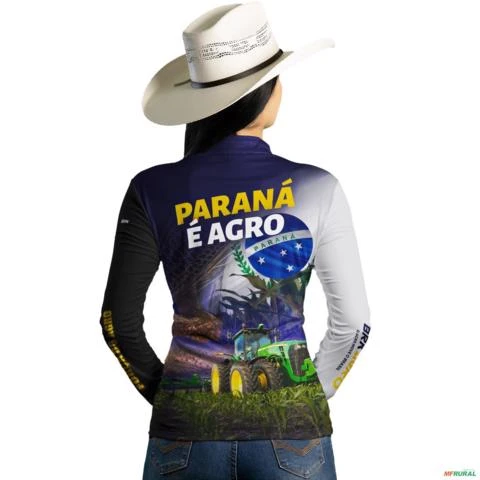 Camisa Agro BRK Paraná é Agro Milho e Soja com UV50 + -  Gênero: Feminino Tamanho: Baby Look M