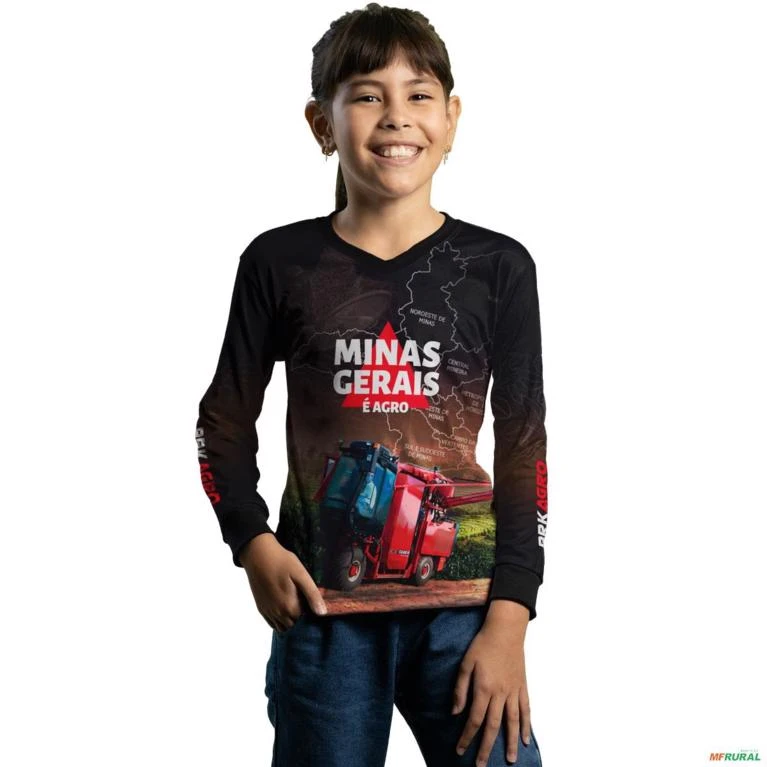 Camisa Agro BRK Minas Gerais Colheita de Café com UV50 + -  Gênero: Infantil Tamanho: Infantil GG