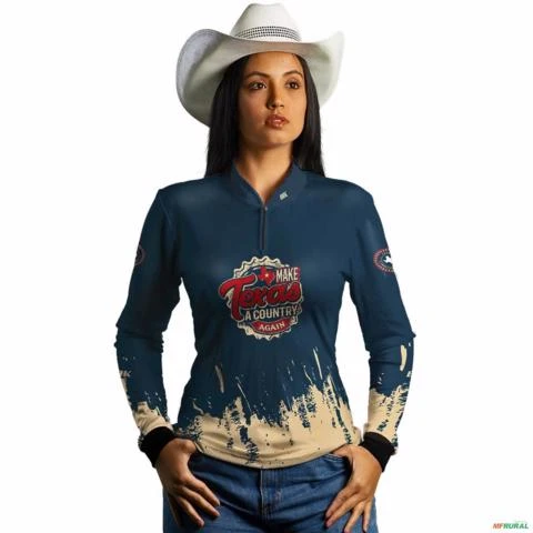 Camisa Agro BRK Make Texas a Country Again com UV50+ -  Gênero: Feminino Tamanho: Baby Look PP