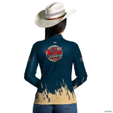 Camisa Agro BRK Make Texas a Country Again com UV50+ -  Gênero: Feminino Tamanho: Baby Look P