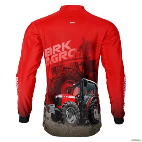 Camisa Agro BRK Trator MF 4707 Vermelho com UV50 + -  Gênero: Masculino Tamanho: XXG