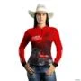 Camisa Agro BRK Trator MF 4707 Vermelho com UV50 + -  Gênero: Feminino Tamanho: Baby Look G