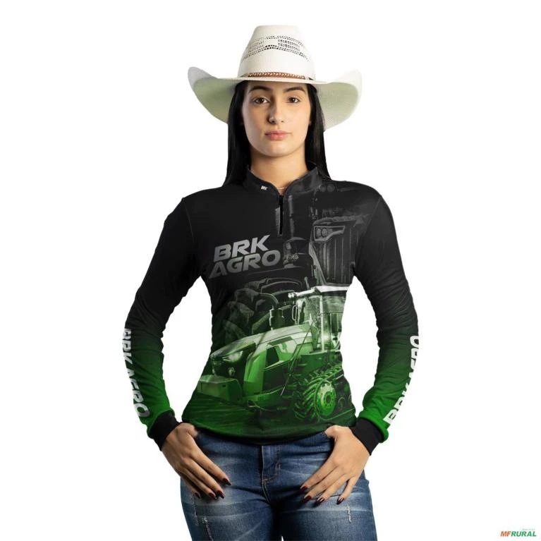 Camisa Agro BRK Trator 1167 Verde com UV50 + -  Gênero: Feminino Tamanho: Baby Look M