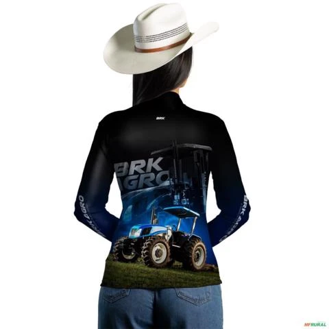 Camisa Agro BRK Trator TL5 Azul com UV50 + -  Gênero: Feminino Tamanho: Baby Look P