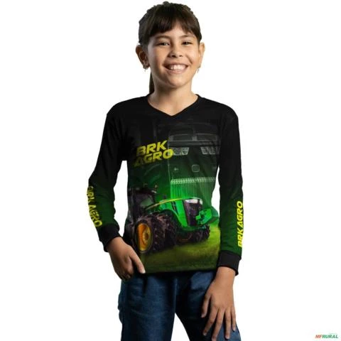 Camisa Agro BRK Trator 8250R Preta com UV50+ -  Gênero: Infantil Tamanho: Infantil P