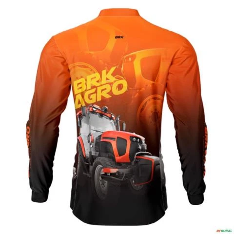 Camisa Agro BRK Trator MR1000A Laranja com Proteção UV50+ -  Gênero: Masculino Tamanho: PP