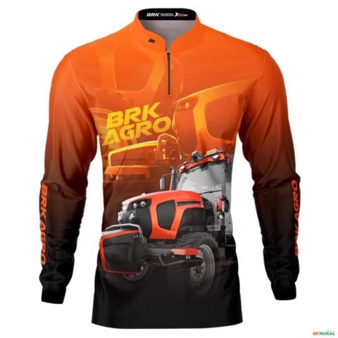 Camisa Agro BRK Trator MR1000A Laranja com Proteção UV50+ -  Gênero: Masculino Tamanho: G1