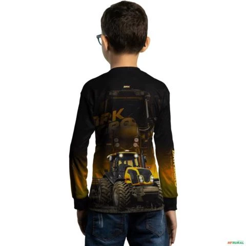 Camisa Agro BRK Trator BM115 Preto e Amarelo com UV50+ -  Gênero: Infantil Tamanho: Infantil P