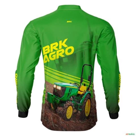 Camisa Agro BRK Trator Estreito 3036EN Verde com UV50+ -  Gênero: Masculino Tamanho: GG