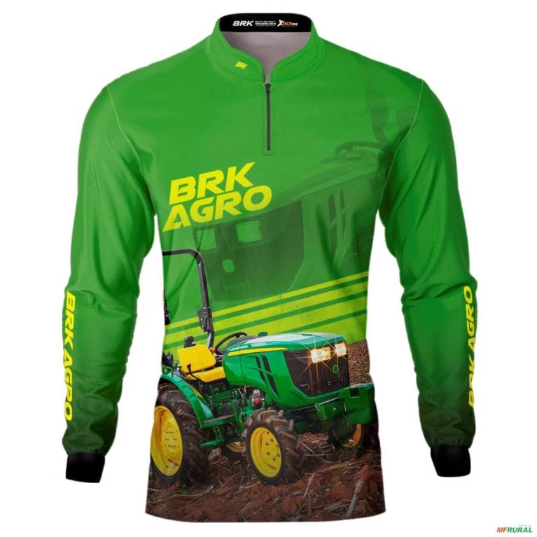 Camisa Agro BRK Trator Estreito 3036EN Verde com UV50+ -  Gênero: Masculino Tamanho: G2
