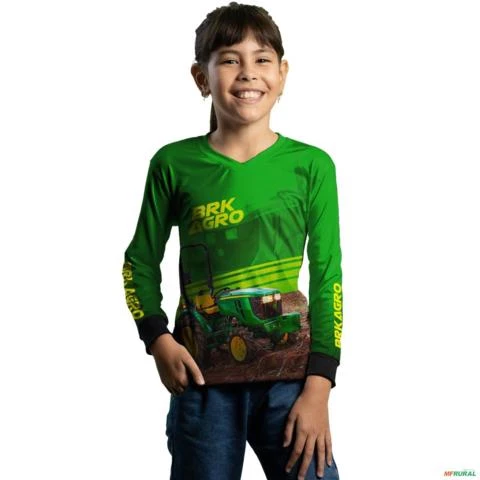 Camisa Agro BRK Trator Estreito 3036EN Verde com UV50+ -  Gênero: Infantil Tamanho: Infantil G