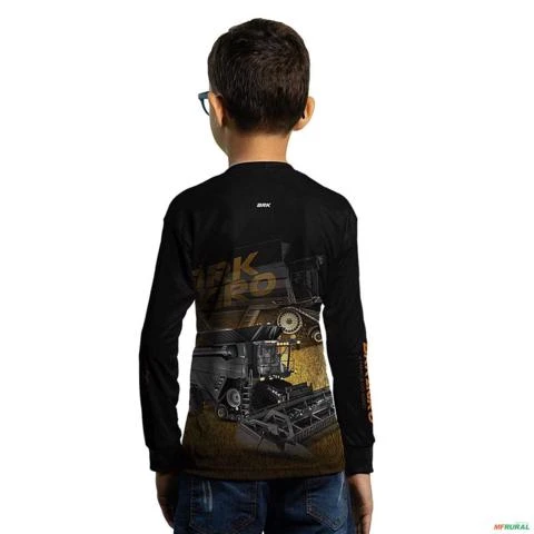 Camisa Agro BRK Preta Colheitadeira Ideal com Uv50+ -  Gênero: Infantil Tamanho: Infantil PP