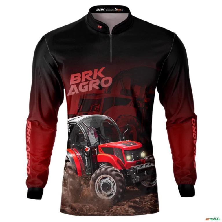 Camisa Agro BRK Trator 6675 F Vermelho com UV50+ -  Gênero: Masculino Tamanho: G2