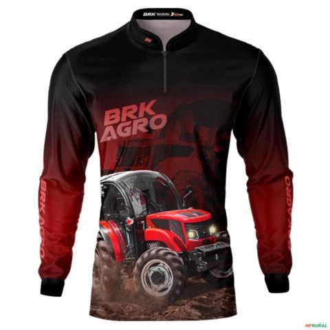 Camisa Agro BRK Trator 6675 F Vermelho com UV50+ -  Gênero: Masculino Tamanho: G4