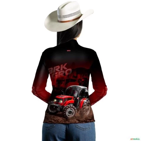Camisa Agro BRK Trator 6675 F Vermelho com UV50+ -  Gênero: Feminino Tamanho: Baby Look P