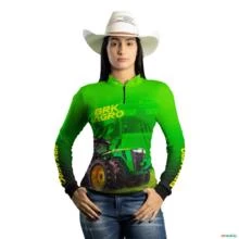 Camisa Agro BRK Trator 8250R Verde com UV50+ -  Gênero: Feminino Tamanho: Baby Look M