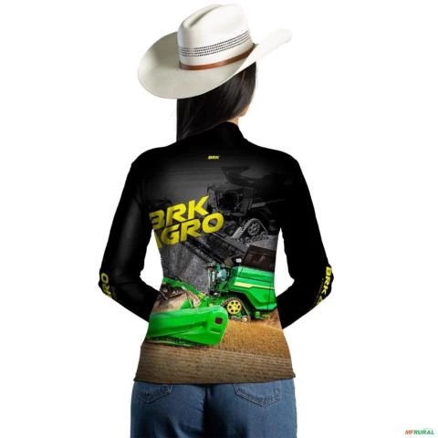Camisa Agro BRK Trator Colheitadeira X9 com UV50+ -  Gênero: Feminino Tamanho: Baby Look GG