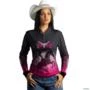 Camisa Feminina Brk Texas Girl Preta e Rosa UV50+ -  Gênero: Feminino Tamanho: Baby Look M