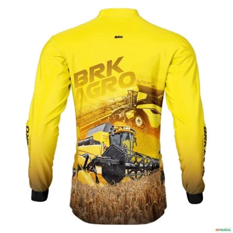 Camisa Agro BRK Colheitadeira CR11 Amarela com UV50+ -  Gênero: Masculino Tamanho: PP