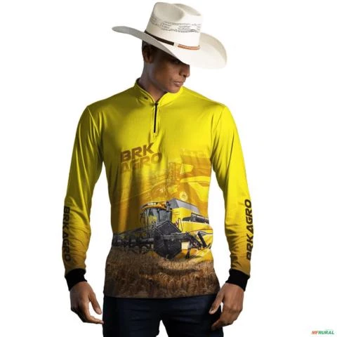 Camisa Agro BRK Colheitadeira CR11 Amarela com UV50+ -  Gênero: Masculino Tamanho: G4