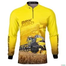 Camisa Agro BRK Colheitadeira CR11 Amarela com UV50+ -  Gênero: Masculino Tamanho: G1