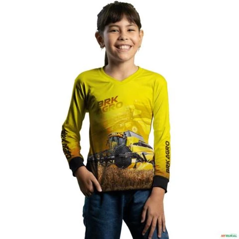 Camisa Agro BRK Colheitadeira CR11 Amarela com UV50+ -  Gênero: Infantil Tamanho: Infantil GG