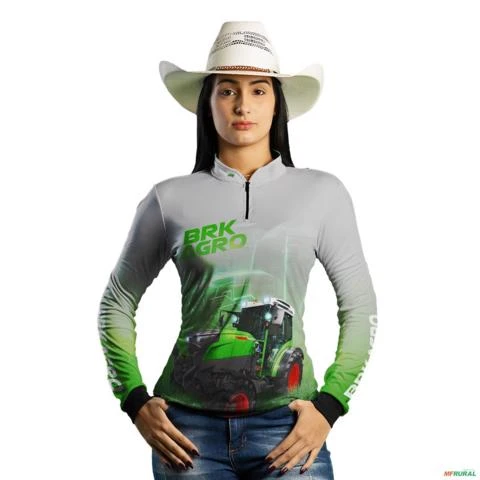Camisa Agro BRK Trator E107 Clara com UV50+ -  Gênero: Feminino Tamanho: Baby Look G1