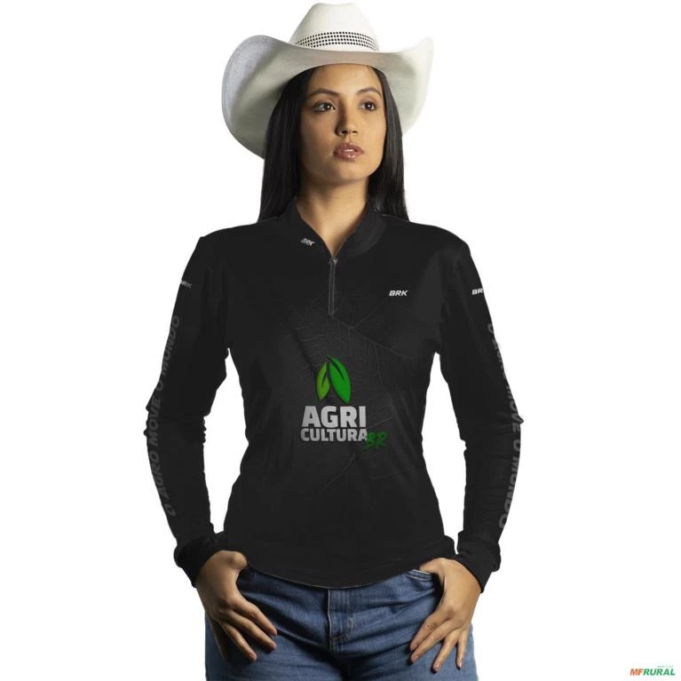 Camisa Agro Brk Brasil Agricultura com Uv50 -  Gênero: Feminino Tamanho: Baby Look G2