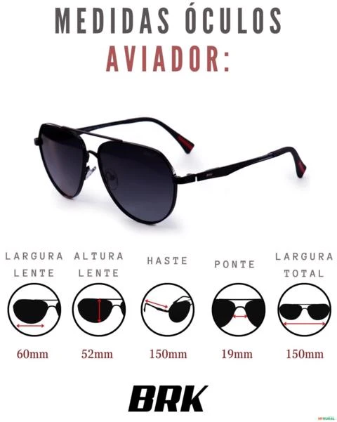 Óculos de Sol BRK Aviador Prata com Lente Polarizada Preto