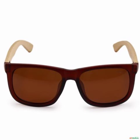 Óculos de Sol BRK Quadrado Bambu com Lente Polarizada Marrom