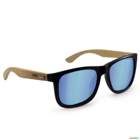 Óculos de Sol BRK Quadrado Bambu com Lente Polarizada Azul