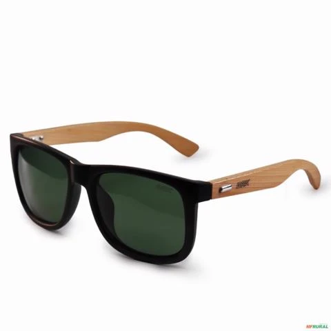 Óculos de Sol BRK Quadrado Bambu com Lente Polarizada Verde