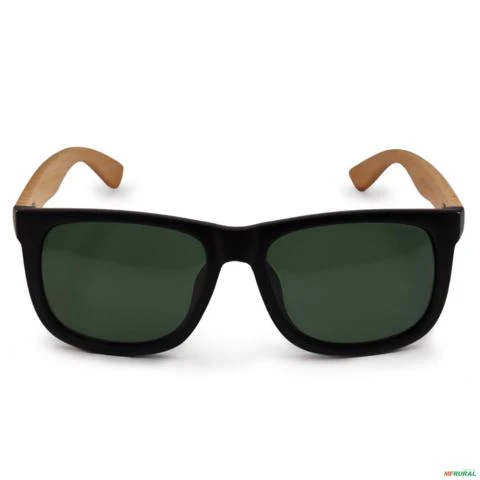 Óculos de Sol BRK Quadrado Bambu com Lente Polarizada Verde