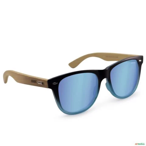 Óculos de Sol BRK Redondo Bambu com Lente Polarizada Azul