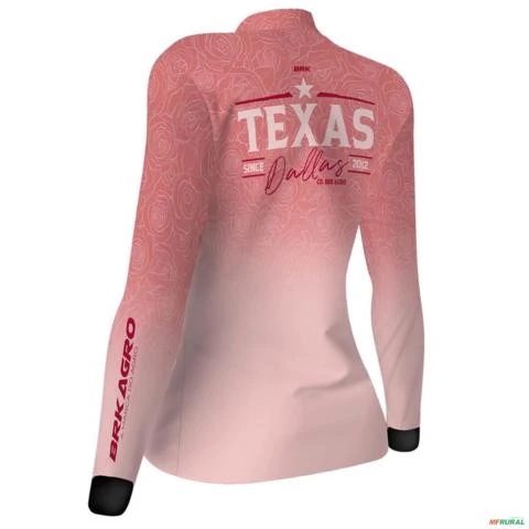 Camisa Agro Feminina BRK Rosa Texas Dallas com UV50+ -  Gênero: Feminino Tamanho: Baby Look PP
