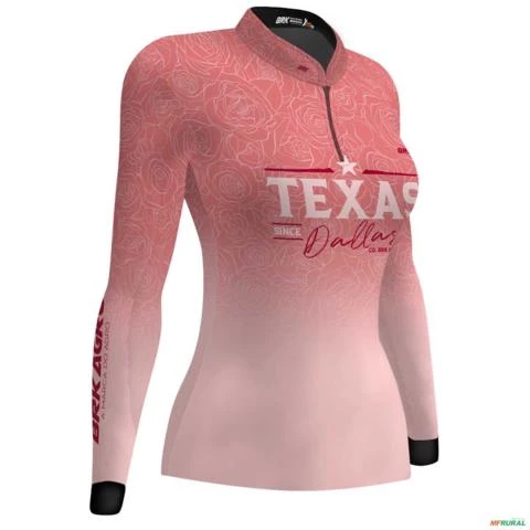 Camisa Agro Feminina BRK Rosa Texas Dallas com UV50+ -  Gênero: Feminino Tamanho: Baby Look GG