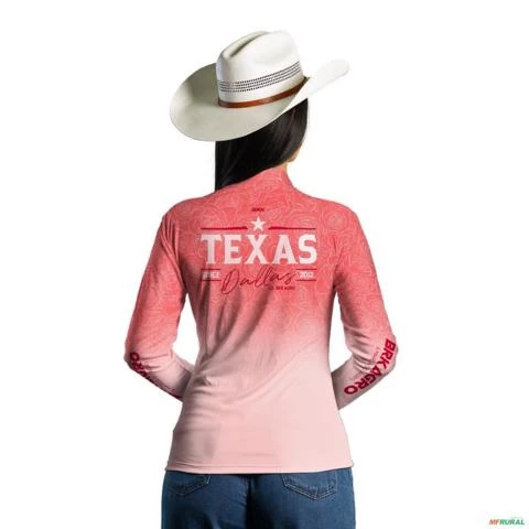 Camisa Agro Feminina BRK Rosa Texas Dallas com UV50+ -  Gênero: Feminino Tamanho: Baby Look G1