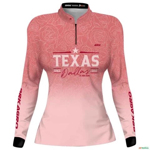Camisa Agro Feminina BRK Rosa Texas Dallas com UV50+ -  Gênero: Feminino Tamanho: Baby Look G2