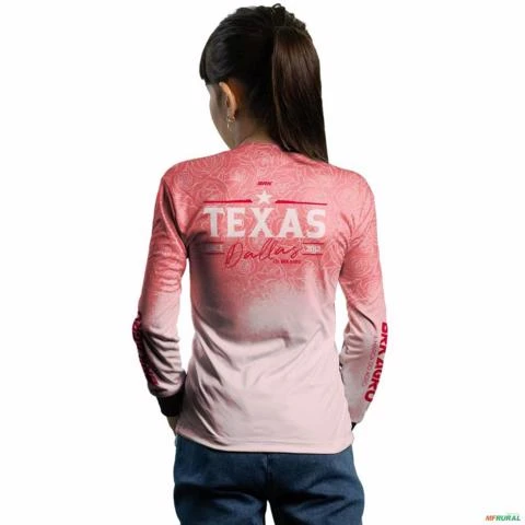 Camisa Agro Feminina BRK Rosa Texas Dallas com UV50+ -  Gênero: Infantil Tamanho: Infantil P