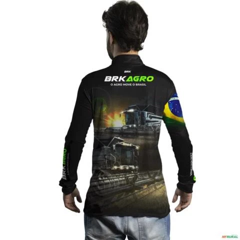 Camisa Agro BRK Preta Colheitadeira com UV50 - Tamanho: M