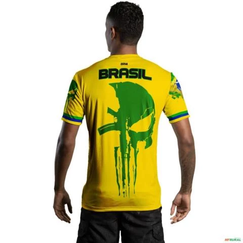 Camiseta Militar BRK Caveira Brasil Verde com Proteção Solar UV50+ -  Gênero: Masculino Tamanho: M