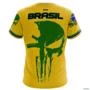 Camiseta Militar BRK Caveira Brasil Verde com Proteção Solar UV50+ -  Gênero: Feminino Tamanho: Baby Look P