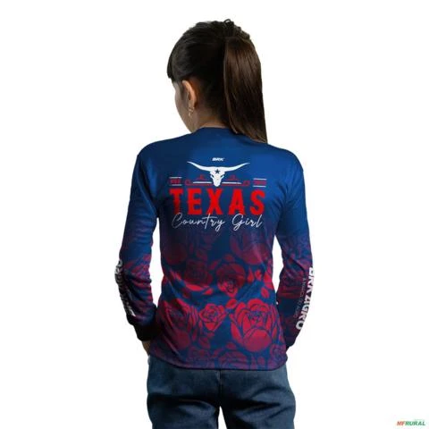 Camisa Agro Feminina BRK Texas Country Girl com UV50+ -  Gênero: Infantil Tamanho: Infantil G2