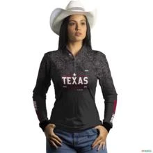Camisa Agro BRK Texas Dallas Escura com Proteção UV50+ -  Gênero: Feminino Tamanho: Baby Look PP