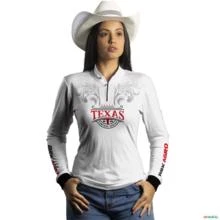 Camisa Agro Feminina BRK Texas Vintage Branca com Proteção UV50+ -  Gênero: Feminino Tamanho: Baby Look GG