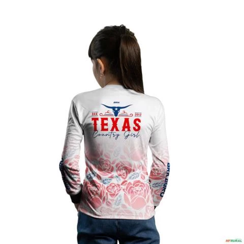 Camisa Agro Feminina BRK Texas Country Girl Branca com Proteção UV50+ -  Gênero: Infantil Tamanho: Infantil P