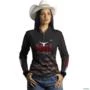 Camisa Agro BRK Texas Country Girl EUA Preta com UV50+ -  Gênero: Feminino Tamanho: Baby Look G